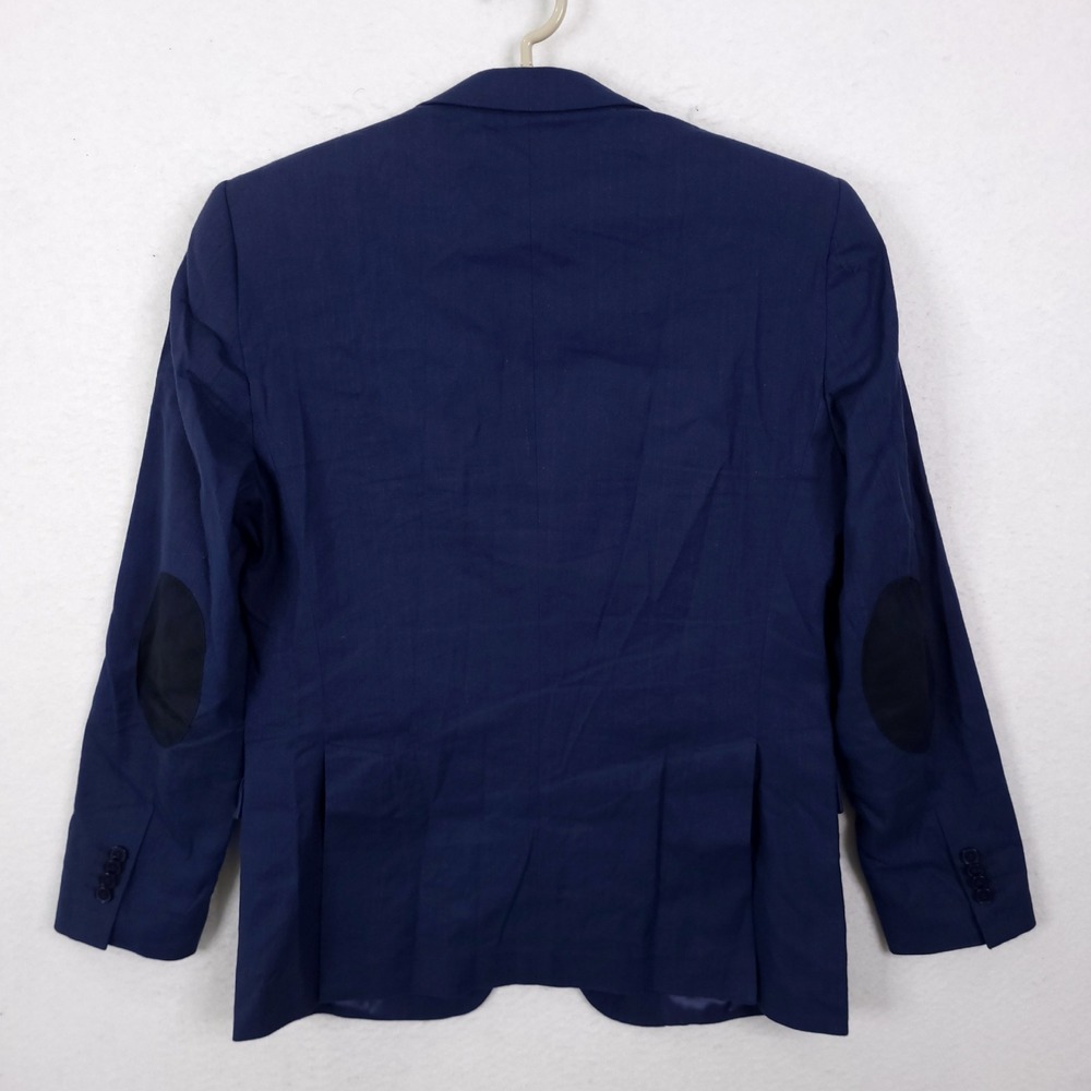 Angelico Lino Blazer Mens 50 Navy Blue Linen Blend Elbow Patch Smart Casual